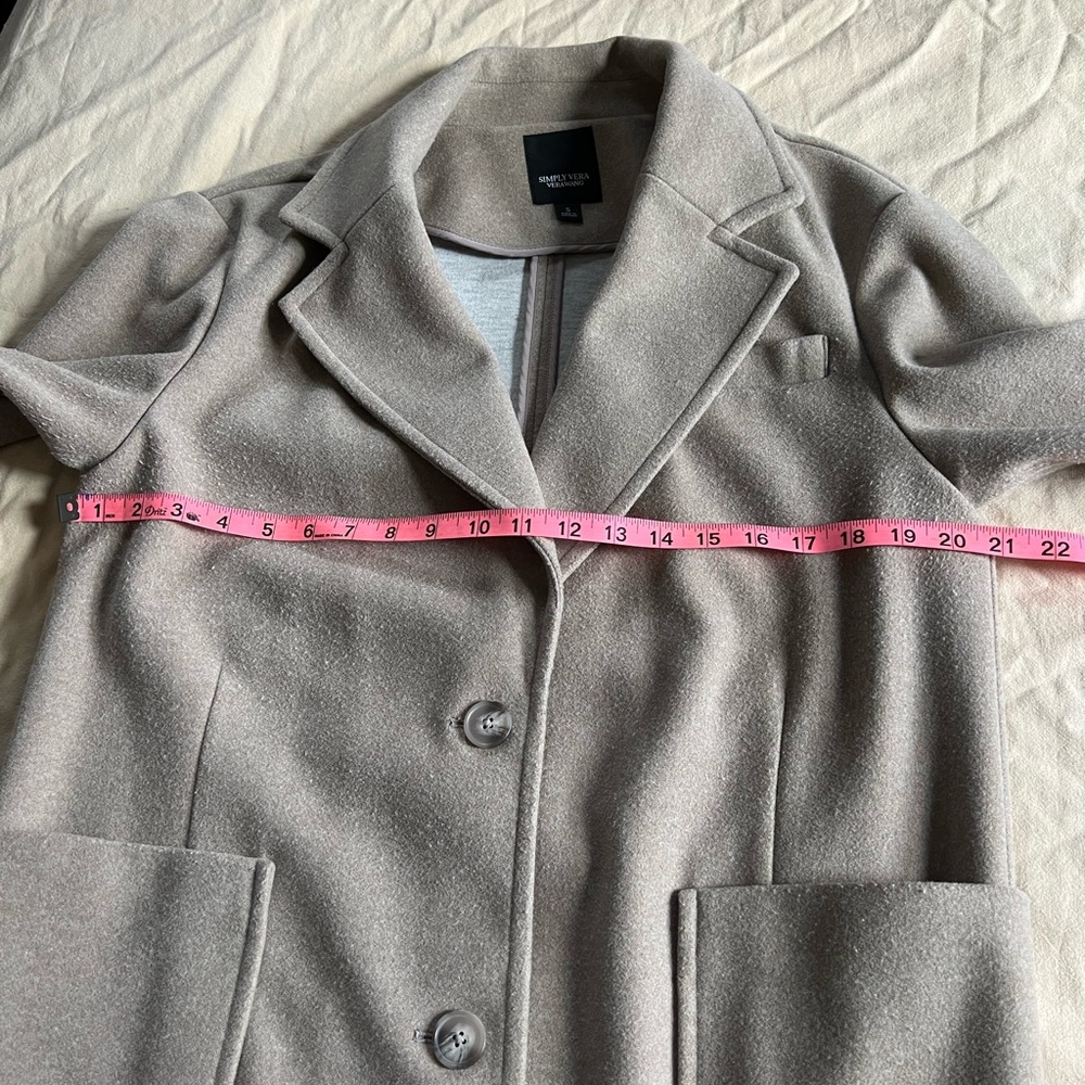 Simply Vera Vera Wang Taupe Trench-Style Wool Blend Coat - Picture 4 of 7